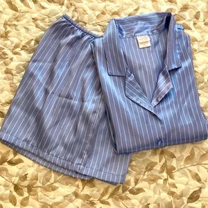 Blue & White Pinstripe Shorty Pjs